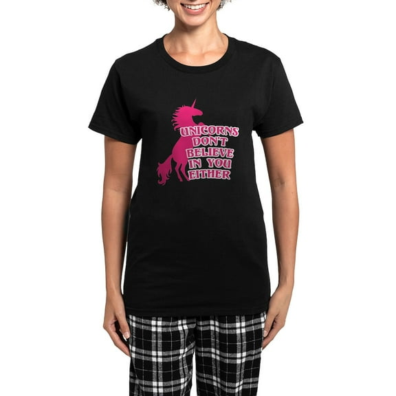 CafePress - Unicorns Don't Believe In Yo Women's Dark Pajamas - Women's Short Sleeve Print T-Shirt and Pants Dark Cotton Pajama Set