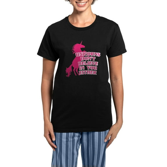 CafePress - Unicorns Don't Believe In Yo Women's Dark Pajamas - Women's Short Sleeve Print T-Shirt and Pants Dark Cotton Pajama Set