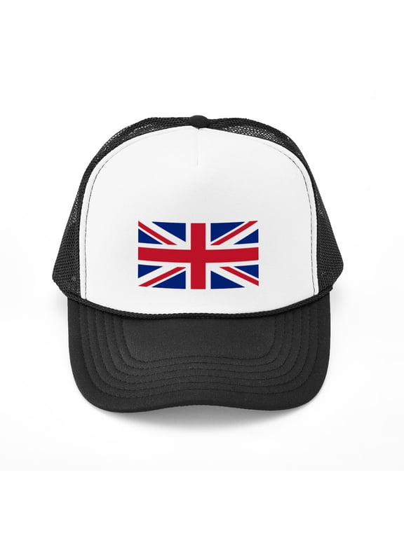 - Union Jack - Adjustable Unisex Printed Trucker Hat with Mesh Back