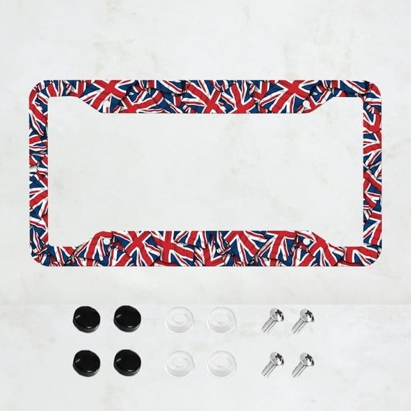 CafePress Union Jack UK Flag License Plate Holder Aluminum License Plate Frame, License Tag Holder,6 X 12 Inch 4 Holes With Screws