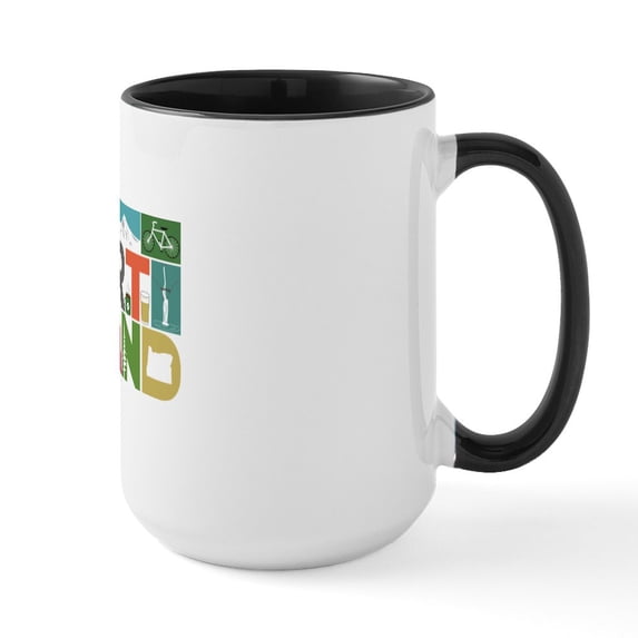 CafePress - Unique Portland Block By Block Large Mug - 15 oz Ceramic Large White Novelty Mug