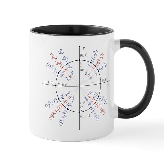 CafePress - Unit Circle Funny Math Geek Mug - 11 oz Ceramic Mug - Novelty Coffee Tea Cup