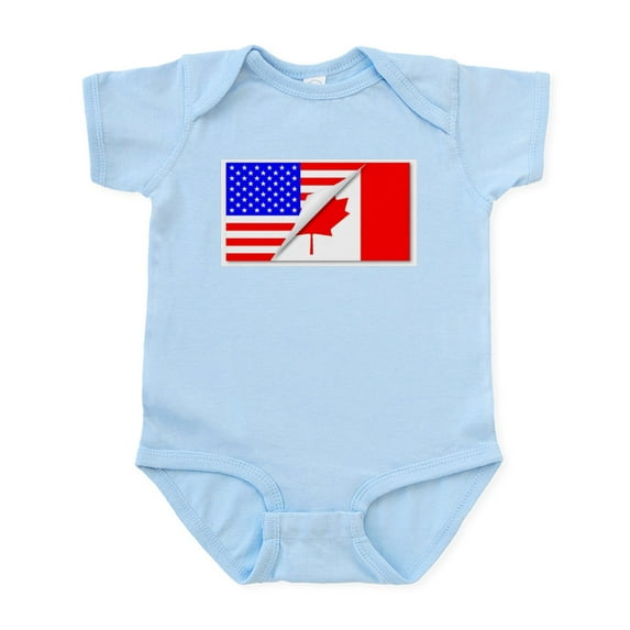 CafePress - United States And Canada Flags Combined Body Suit - Baby Light Bodysuit, Size Newborn - 24 Months