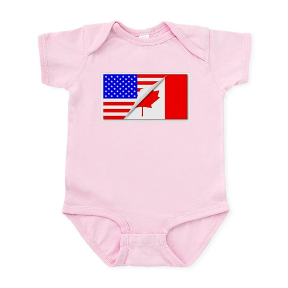 CafePress - United States And Canada Flags Combined Body Suit - Baby Light Bodysuit, Size Newborn - 24 Months