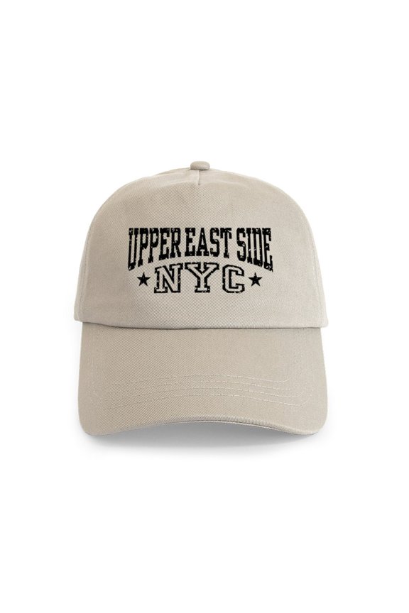 - Upper East Side NYC Cap - Adjustable 100% Brushed Unisex Casual Cotton Baseball Cap, Beige, 1