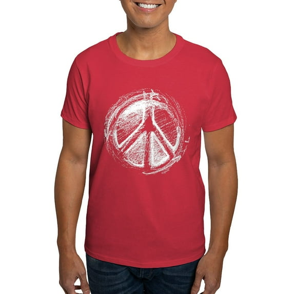 CafePress - Urban Peace Sign Sketch Dark T Shirt - Men's Classic Graphic Cotton T-Shirt