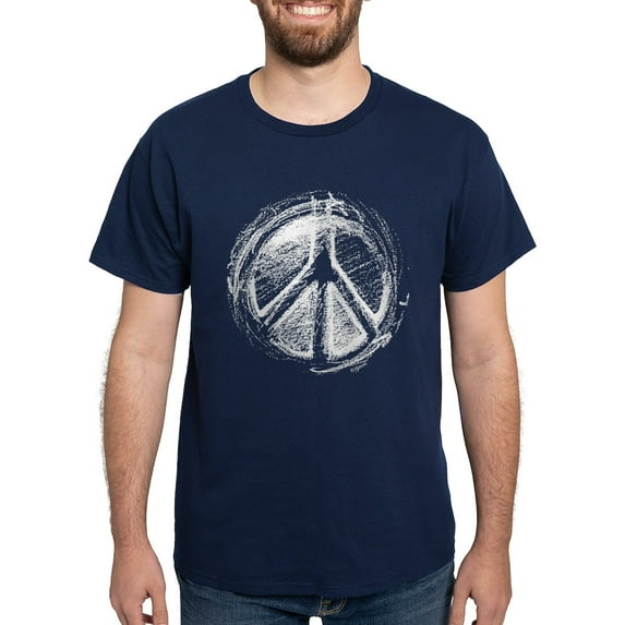CafePress - Urban Peace Sign Sketch Dark T Shirt - Men's Classic Graphic Cotton T-Shirt