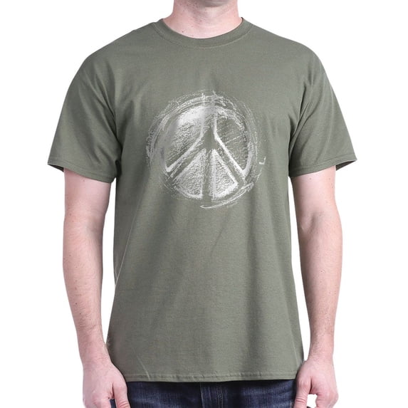 CafePress - Urban Peace Sign Sketch Dark T Shirt - Men's Classic Graphic Cotton T-Shirt