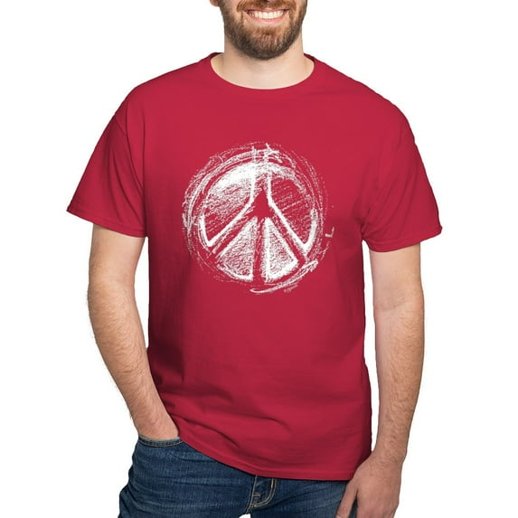 CafePress - Urban Peace Sign Sketch Dark T Shirt - Men's Classic Graphic Cotton T-Shirt
