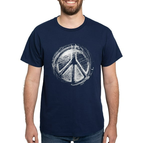 CafePress - Urban Peace Sign Sketch Dark T Shirt - Men's Classic Graphic Cotton T-Shirt