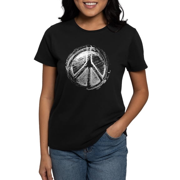 CafePress - Urban Peace Sign Sketch Women's Dark T Shirt - Women's Traditional Fit Dark T-Shirt