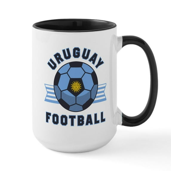 CafePress - Uruguay Football Mugs - 15 oz Ceramic Large White Novelty Mug