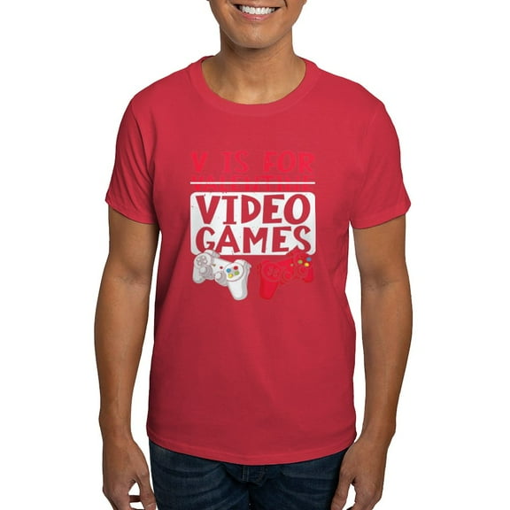 CafePress - V Is For Video Games Valentines Day Gamer T Shirt - Men's Classic Graphic Cotton T-Shirt