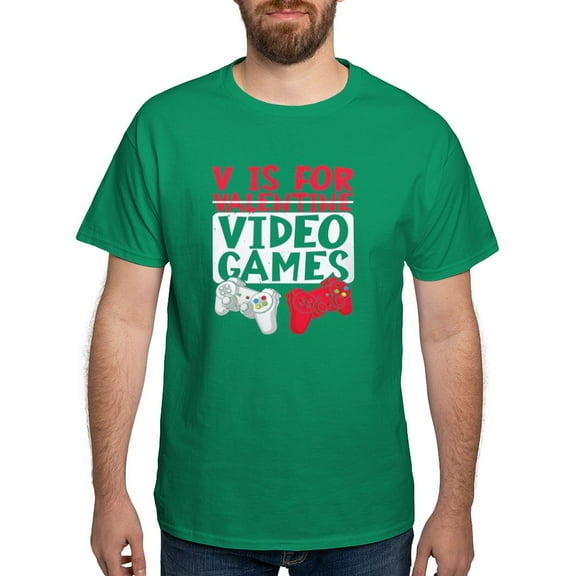 CafePress - V Is For Video Games Valentines Day Gamer T Shirt - Men's Classic Graphic Cotton T-Shirt