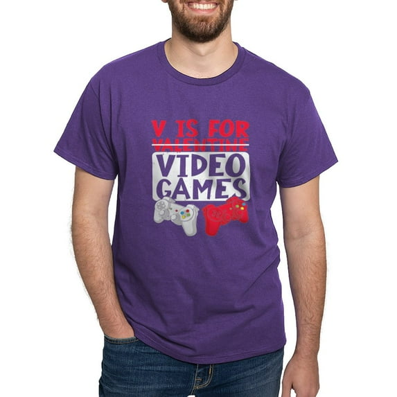 CafePress - V Is For Video Games Valentines Day Gamer T Shirt - Men's Classic Graphic Cotton T-Shirt