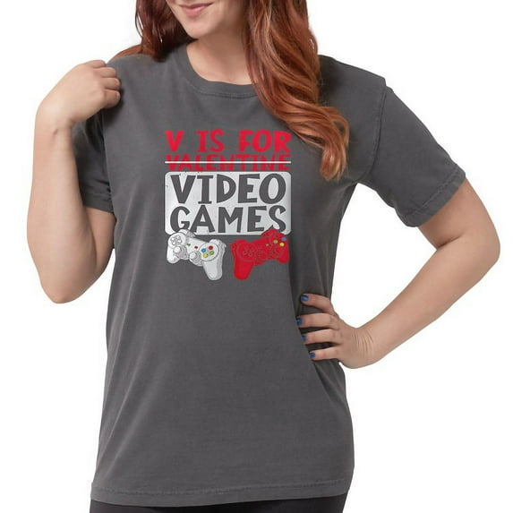 CafePress - V Is For Video Games Valentines Day Gamer T Shirt - Womens Comfort Colors® Shirt