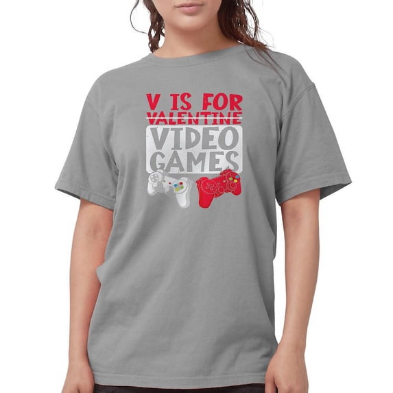 CafePress - V Is For Video Games Valentines Day Gamer T Shirt - Womens Comfort Colors® Shirt