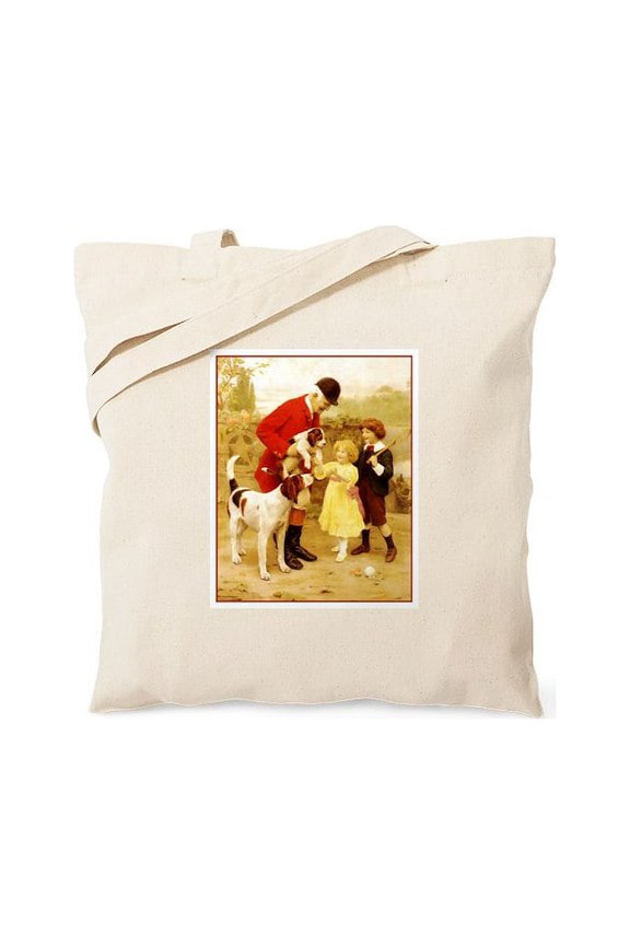 - VINTAGE DOG ART: HUNTER, FOXHOUNDS... Tote Bag - Unisex Canvas Tote Bag, Beige, 1-Piece