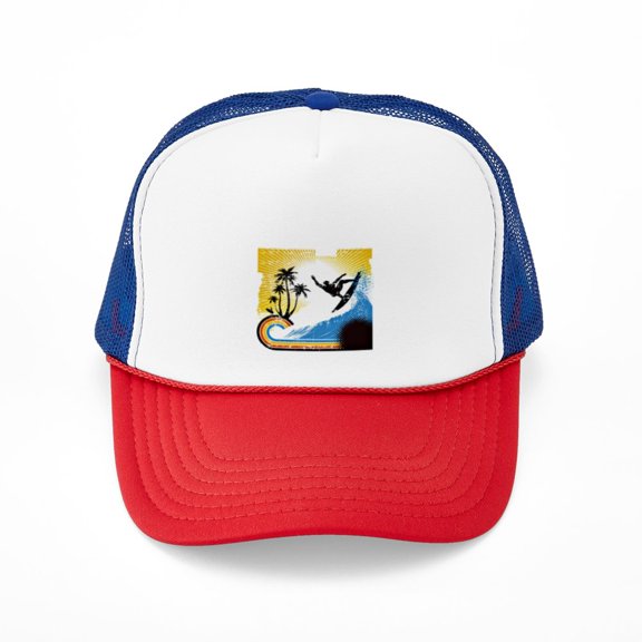 CafePress - VINTAGE SURFIN - Adjustable Unisex Printed Trucker Hat with Mesh Back