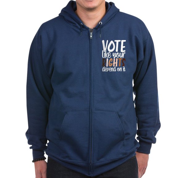 CafePress - VOTE Like Your Rights Depend On It Sweatshirt - Zip Hoodie, Classic Hooded Sweatshirt with Metal Zipper
