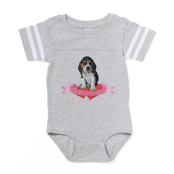 CafePress - Valentine Beagle - Cute Infant Baby Football Bodysuit