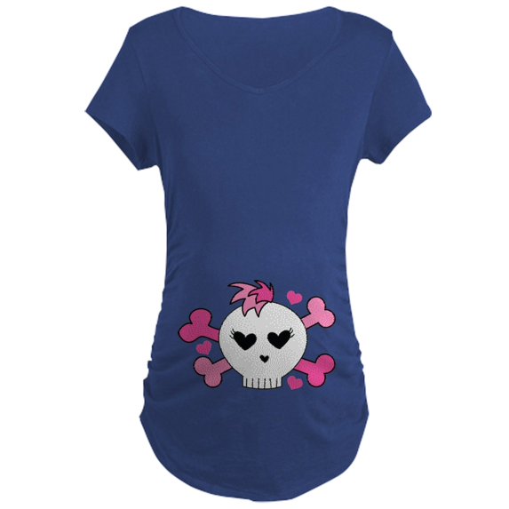 CafePress - Valentine Skull Rocker Maternity T Shirt - Maternity Dark T-Shirt