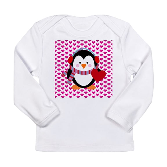 CafePress - Valentines Day Penguin Long Sleeve Infant T Shirt - Long Sleeve Infant T-Shirt