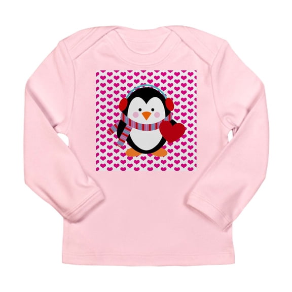 CafePress - Valentines Day Penguin Long Sleeve Infant T Shirt - Long Sleeve Infant T-Shirt