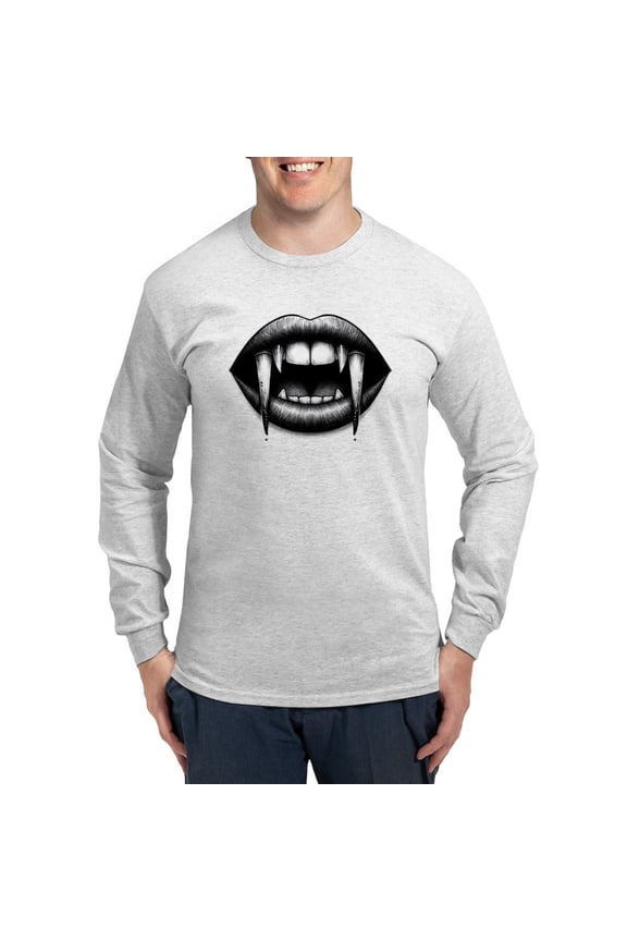 - Vampire Bite Long Sleeve T Shirt - Unisex Cotton Long Sleeve T-Shirt