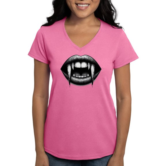 CafePress - Vampire Bite T Shirt - Women's V-Neck Dark T-Shirt