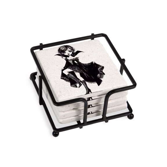 CafePress - Vampire Girl - Tile Coaster, Drink Coaster Set of 4 w/ holder
