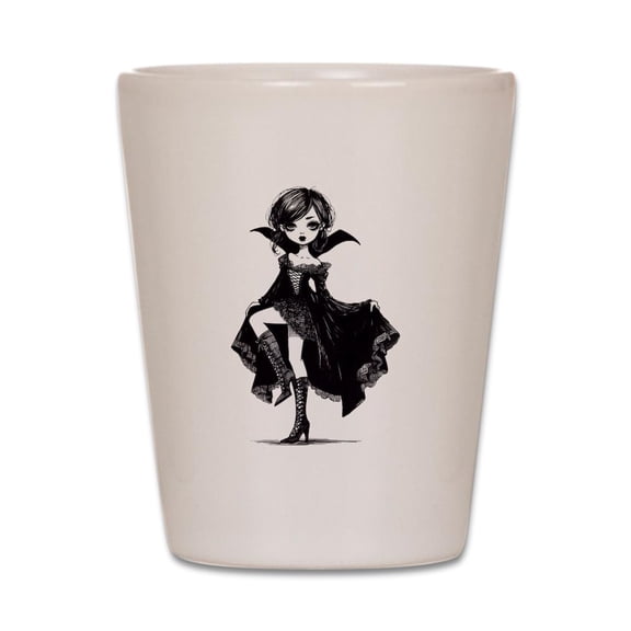 CafePress - Vampire Girl - White Shot Glass, Unique and Funny Shot Glass