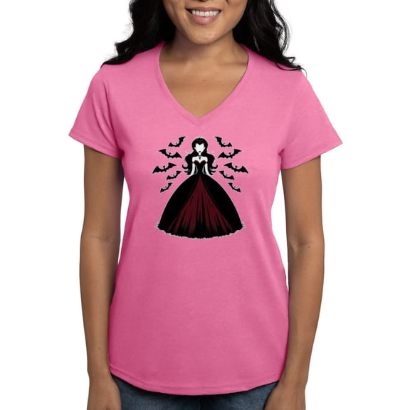 CafePress - Vampire Queen Women's V Neck T Shirt - Women's V-Neck Dark T-Shirt