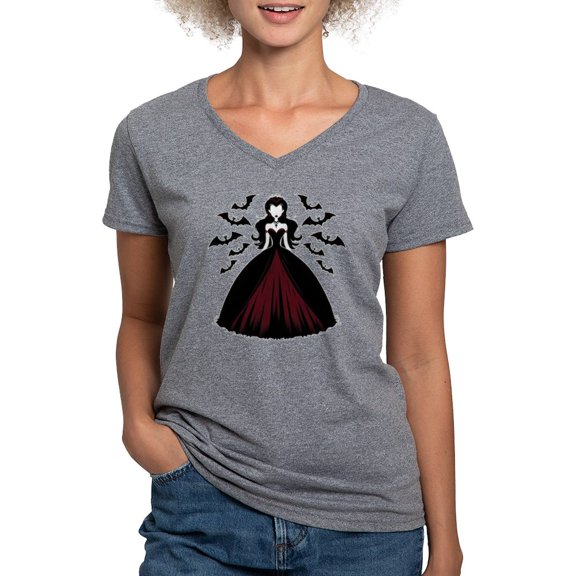 CafePress - Vampire Queen Women's V Neck T Shirt - Women's V-Neck Dark T-Shirt