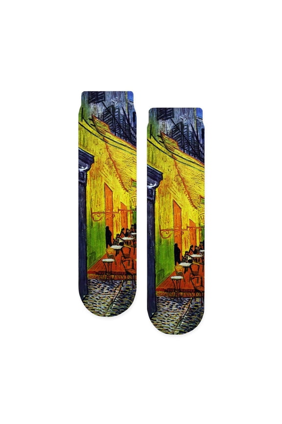 - Van Gogh Cafe Terrace At Night - Unisex Novelty Printed Crew Adult Socks