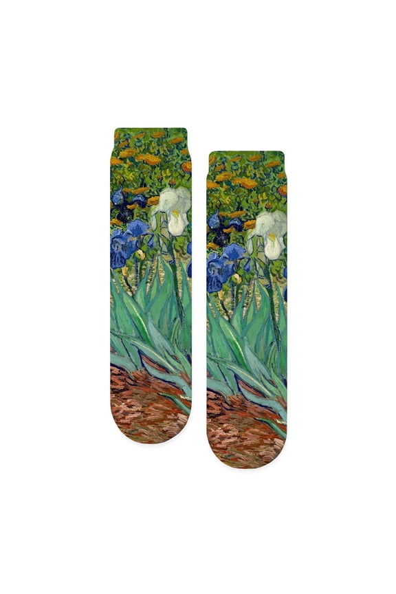 - Van Gogh Iris - Unisex Novelty Printed Crew Adult Socks