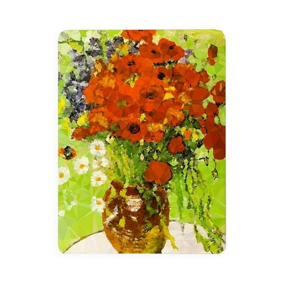 CafePress - Van Gogh Red Poppies Daisies - Large Sherpa Fleece Throw Blanket 80" x 60"
