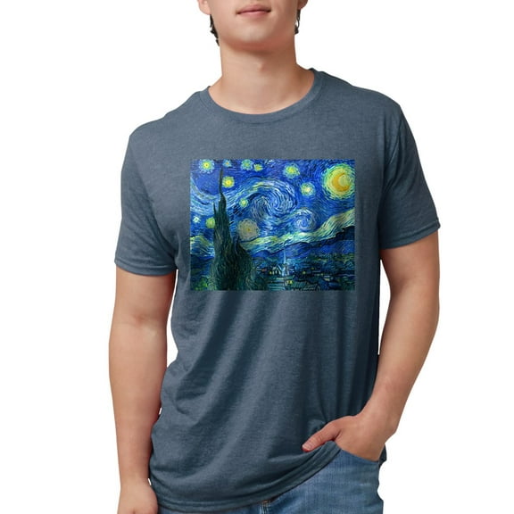 CafePress - Van Gogh Starry Night Men's Deluxe T Shirt - Mens Tri-blend T-Shirt