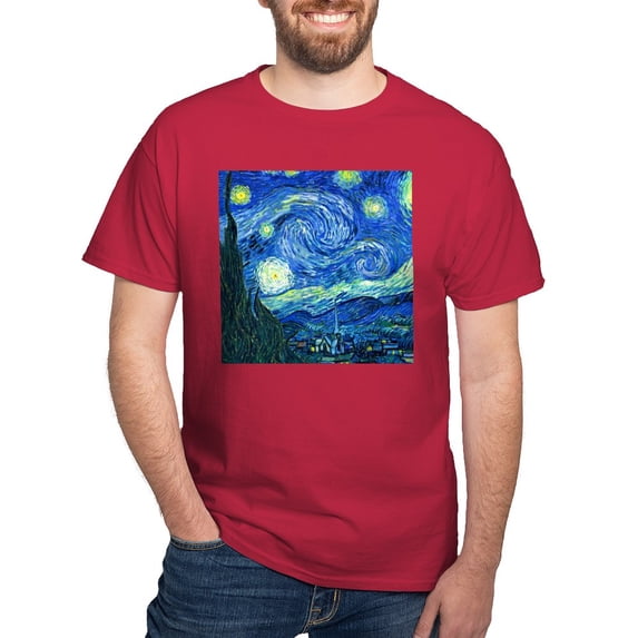 CafePress - Van Gogh Starry Night T Shirt - Men's Classic Graphic Cotton T-Shirt