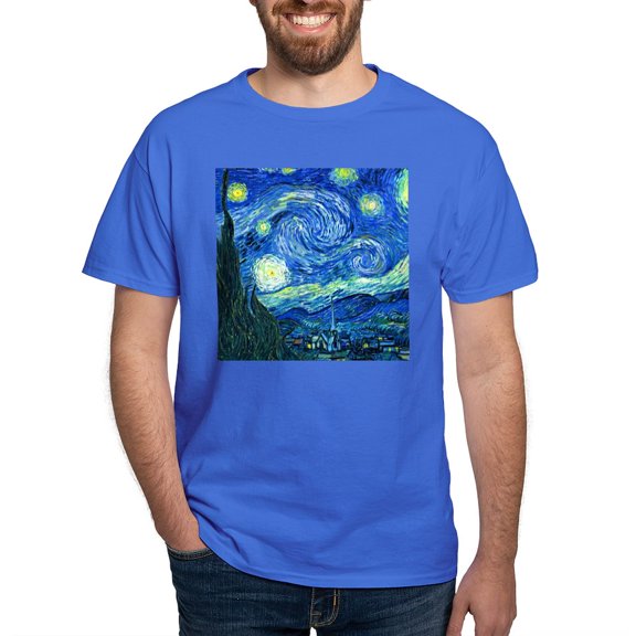 CafePress - Van Gogh Starry Night T Shirt - Men's Classic Graphic Cotton T-Shirt