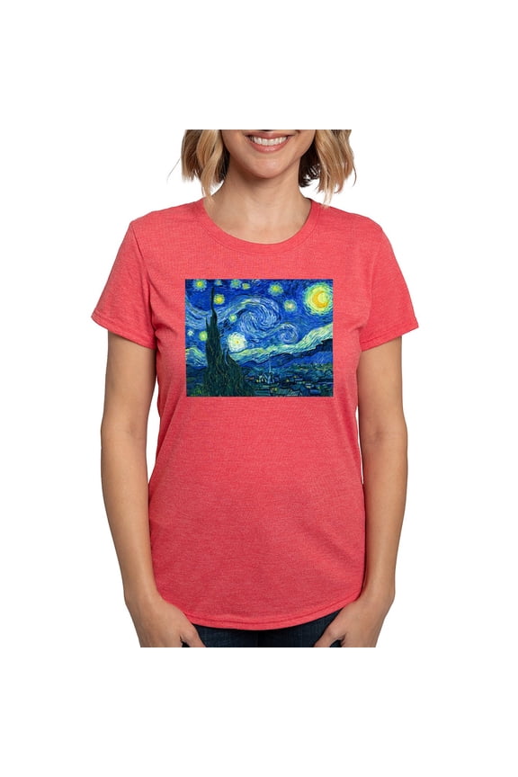 - Van Gogh Starry Night T Shirt - Womens Tri-blend T-Shirt