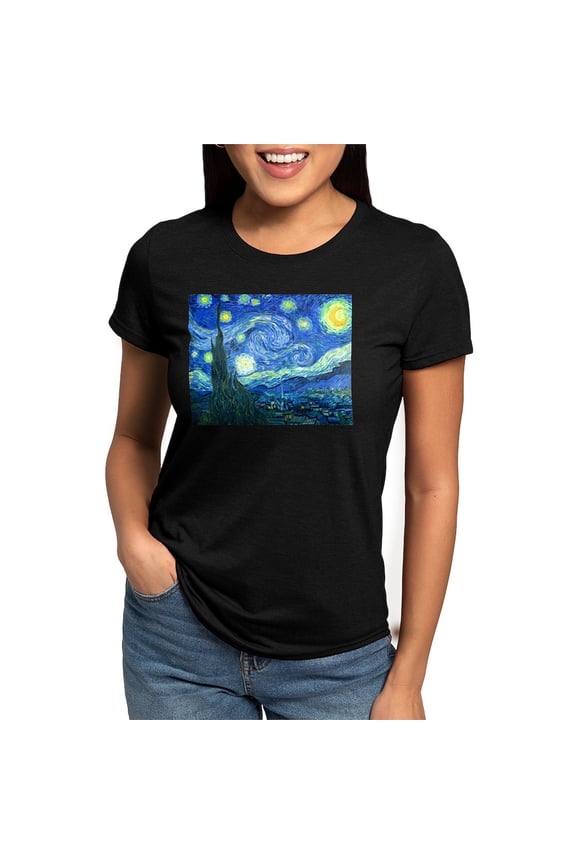 - Van Gogh Starry Night T Shirt - Womens Tri-blend T-Shirt