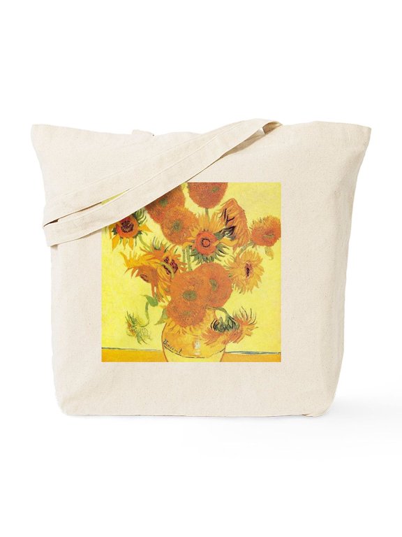 - Van Gogh Sunflowers Tote Bag - Unisex Canvas Tote Bag, Beige, 1-Piece