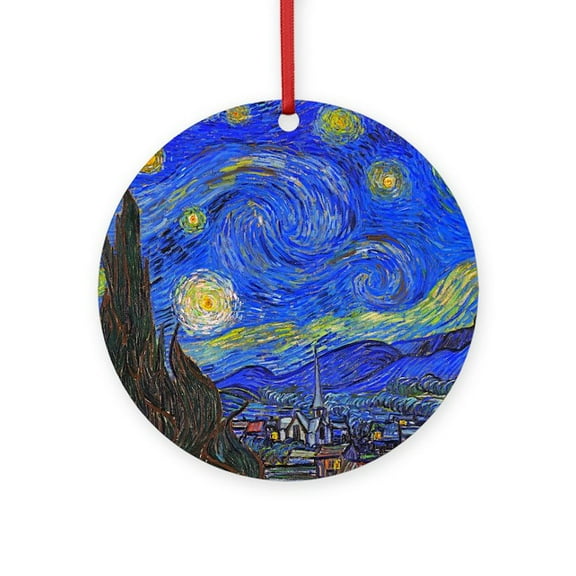 CafePress - Van Gogh: The Starry Night -  Round Wood Ornament 4"