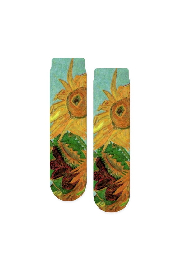 - Van Gogh Twelve Sunflowers - Unisex Novelty Printed Crew Adult Socks