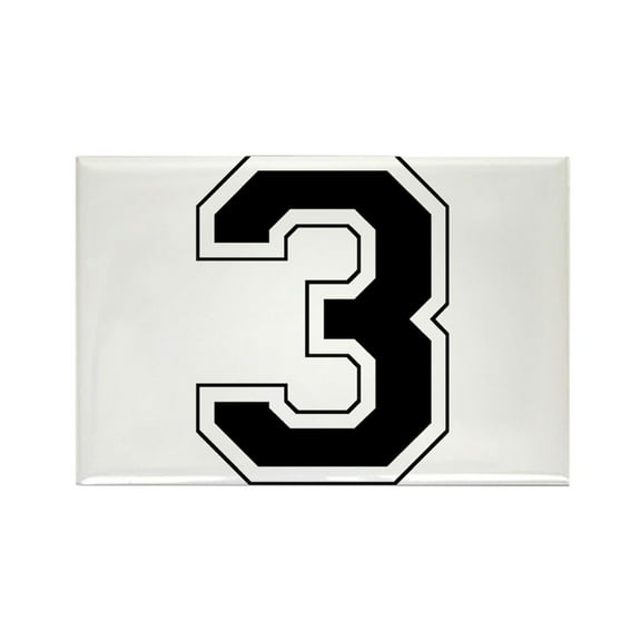 CafePress - Varsity Font Number 3 Black - Rectangle Magnet, 2"x3" Refrigerator Magnet