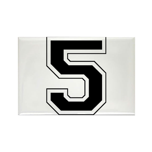 CafePress - Varsity Font Number 5 Black - Rectangle Magnet, 2"x3" Refrigerator Magnet