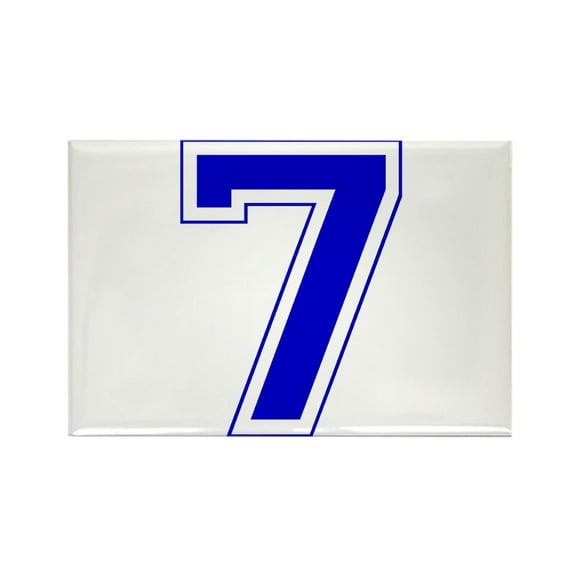CafePress - Varsity Font Number 7 Blue - Rectangle Magnet, 2"x3" Refrigerator Magnet