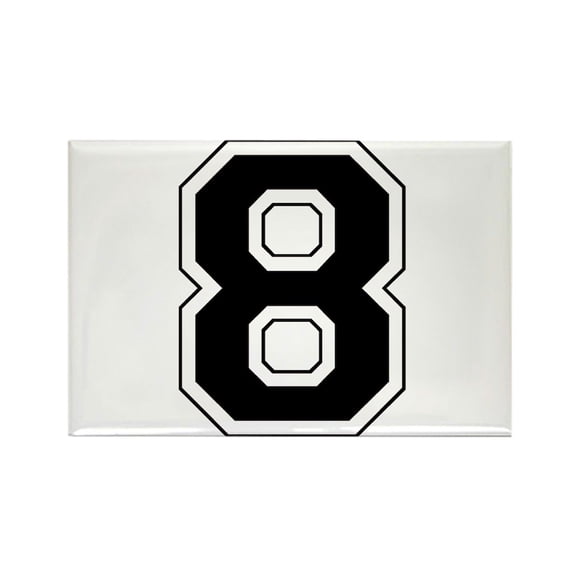 CafePress - Varsity Font Number 8 Black - Rectangle Magnet, 2"x3" Refrigerator Magnet