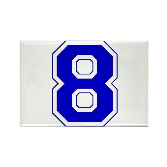 CafePress - Varsity Font Number 8 Blue - Rectangle Magnet, 2"x3" Refrigerator Magnet